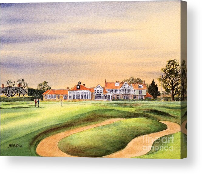 Golf Acrylic Print featuring the painting Muirfield Golf Course 18th Green by Bill Holkham