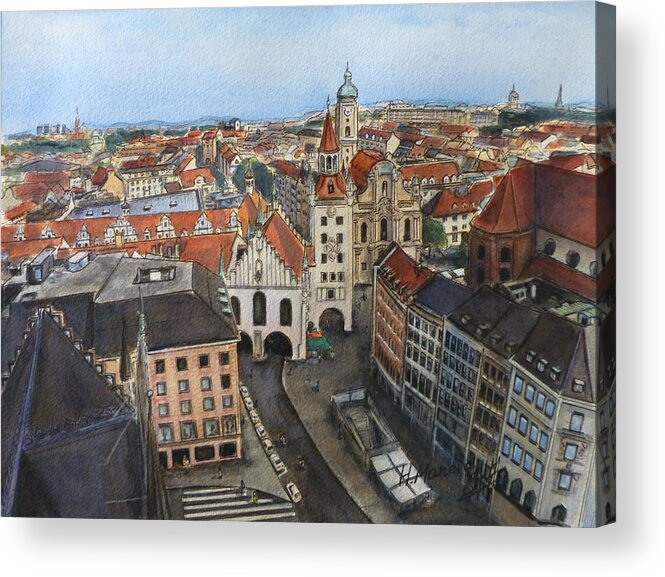 Munich Acrylic Print featuring the painting Munich II by Henrieta Maneva