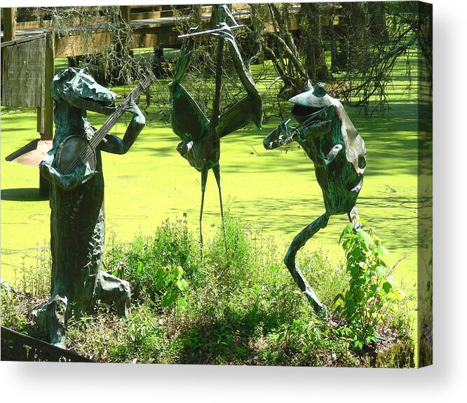 Sculptures Acrylic Print featuring the digital art Music in the Park by Jean Wolfrum