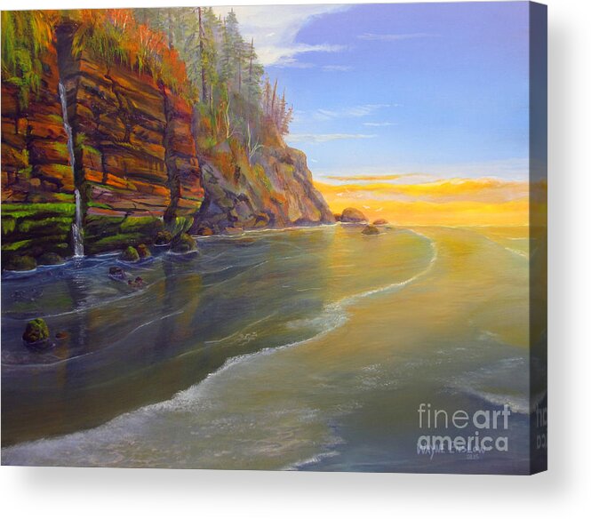 Landscape Acrylic Print featuring the painting Mystic Beach by Wayne Enslow