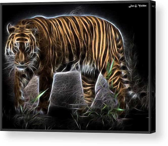Mystic Tiger Acrylic Print featuring the painting Mystic Tiger by Jon Volden