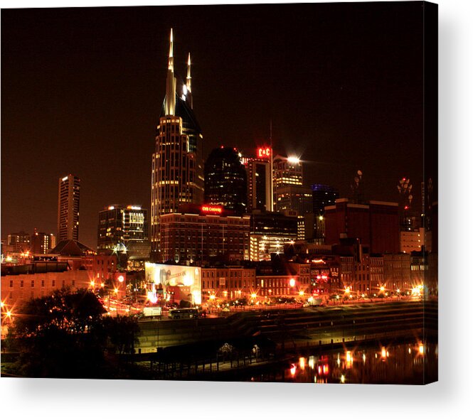 Cityscape Acrylic Print featuring the photograph Nashville Riverfront by Robert Hebert