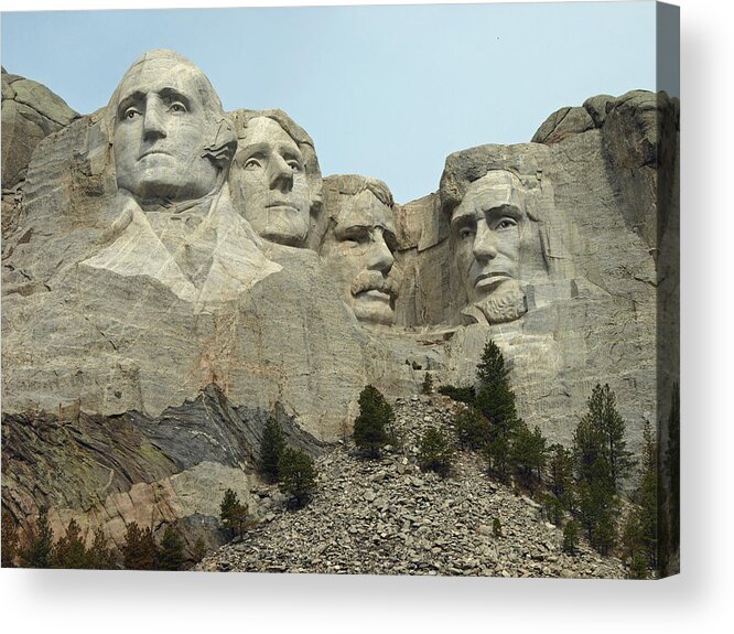 George Washington Thomas Jefferson Teddy Theodore Roosevelt Abraham Lincoln Nature South Dakota Sd Dakotas Mt. Mount Rushmore National Monument Mountain The Black Hills Sculpture Sculptures Carving Carvings Rocks Stone Stones Bust Busts Presidents Monument Monuments Treasure Faces Keystone Memorial Usa Travel Park Landmark Landmarks Famous America Granite United American States History Historic Destination Symbolic Cliff Cliffs Historical Geology Government Sightseeing Carved Peak Destinations Acrylic Print featuring the photograph National Treasure by James Peterson