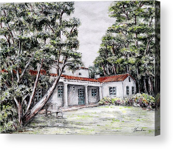 Santa Barbara Acrylic Print featuring the drawing Nature and architecture by Danuta Bennett