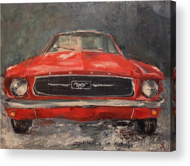 Ford Mustang Acrylic Print featuring the painting Need for Speed by Lindsay Frost