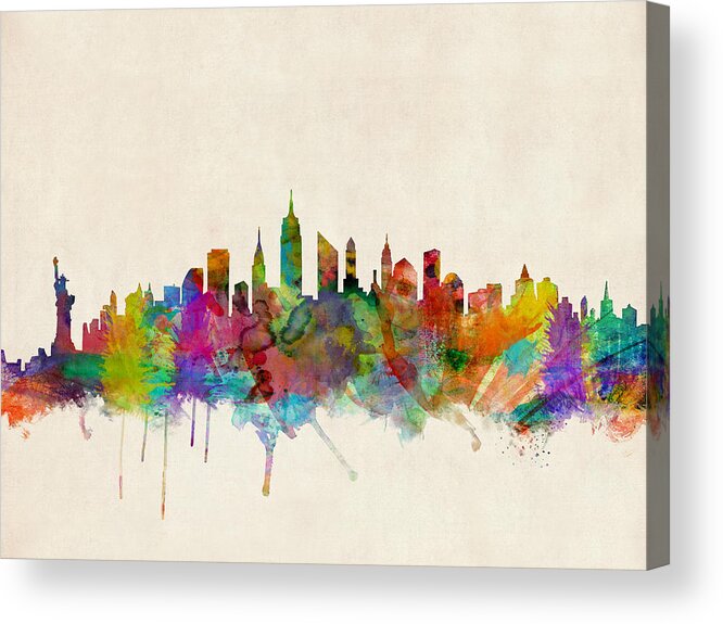 New York Acrylic Print featuring the digital art New York City Skyline by Michael Tompsett