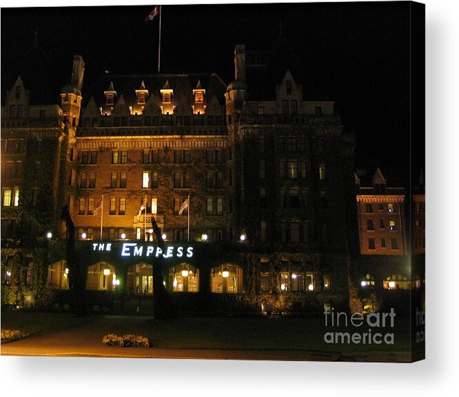 Night Acrylic Print featuring the photograph Night at The Empress Hotel by Vivian Martin