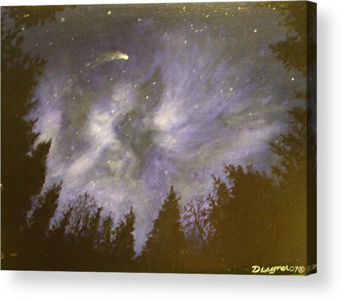 Forrest Acrylic Print featuring the painting Night in the forrest by Dan Wagner