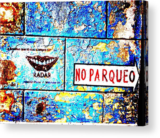 Cuba Acrylic Print featuring the photograph No Parking in Cuba by Funkpix Photo Hunter