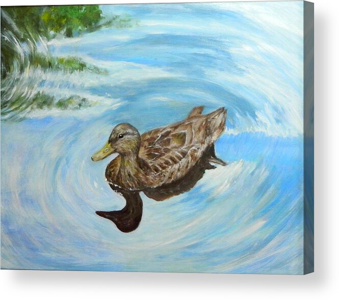 Mallard Acrylic Print featuring the painting Noah's Duck by Sandra Nardone