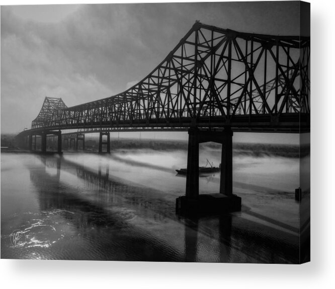 New Orleans Acrylic Print featuring the photograph NOLA - Morning Fog at the Crescent City Connection by Lance Vaughn