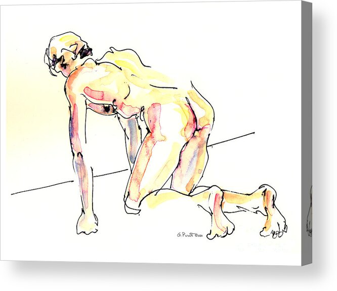 Male Acrylic Print featuring the painting Nude Male Drawings 3w by Gordon Punt