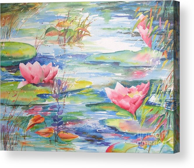 Abstract Paintings Acrylic Print featuring the painting Nymphea by John Nussbaum