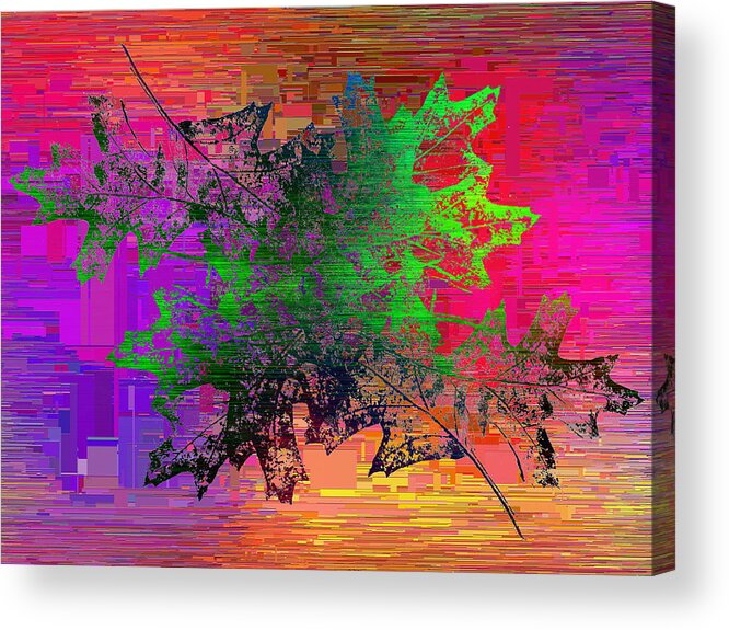 Leaves Acrylic Print featuring the digital art Oak Leaves Cubed by Tim Allen