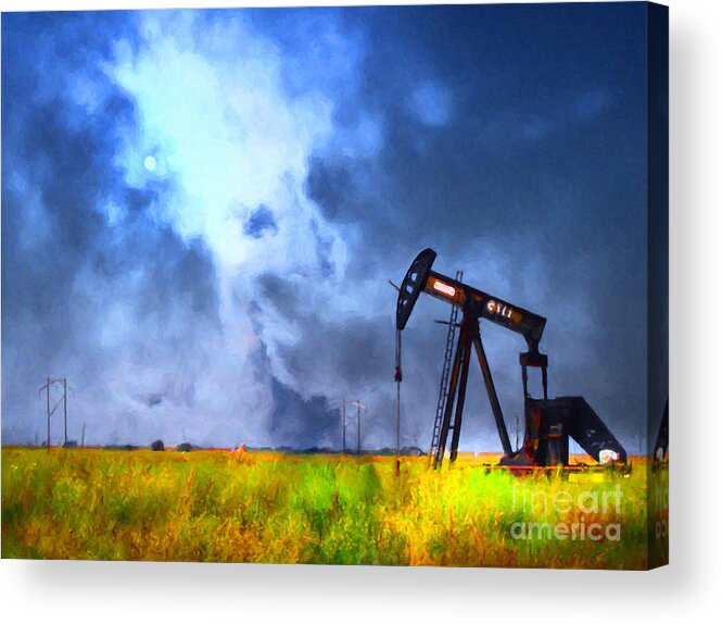 Oil Field Acrylic Print featuring the photograph Oil Pump Field by Wingsdomain Art and Photography