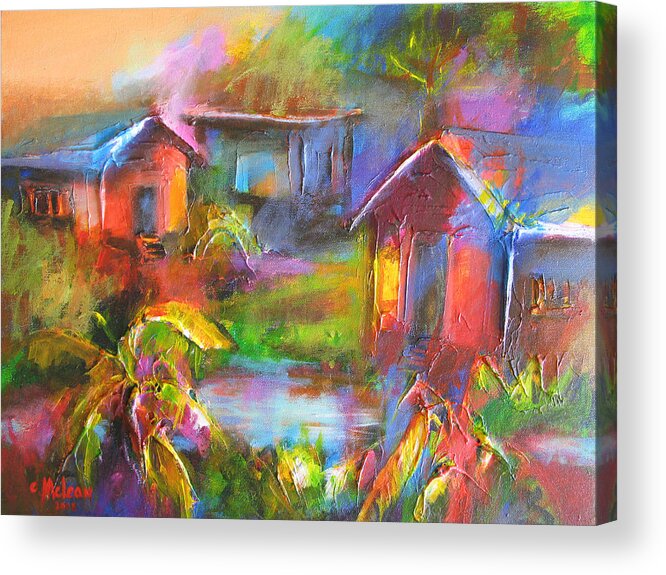 Abstract Acrylic Print featuring the painting Old Houses by Cynthia McLean