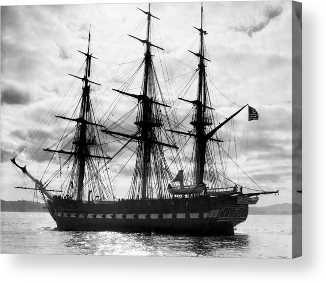 1930's Acrylic Print featuring the photograph Old Ironsides In Puget Sound by Underwood Archives