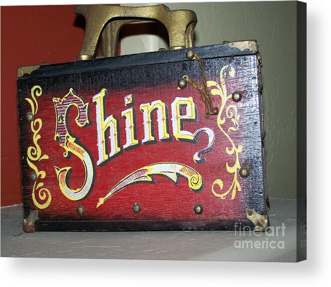 Antique Acrylic Print featuring the photograph Old Shoe Shine Kit by Pamela Walrath