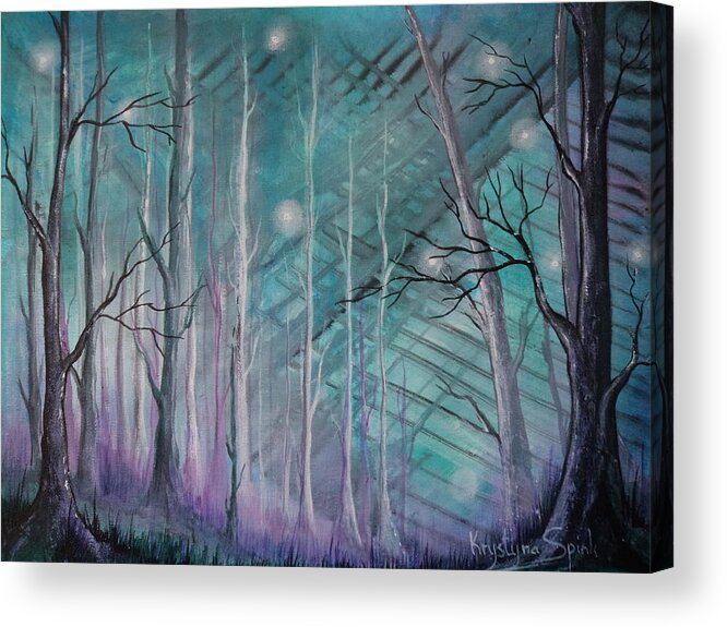 Forest Acrylic Print featuring the painting On The Edge Of Abstract by Krystyna Spink