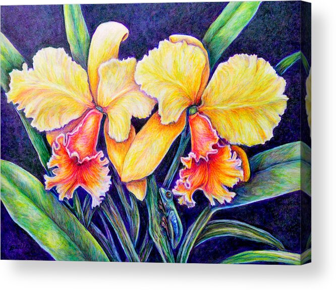 Orchid Acrylic Print featuring the drawing Orchestrated Camouflage by Gail Butler