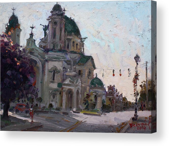 Our Lady Acrylic Print featuring the painting Our Lady of Victory Basilica by Ylli Haruni