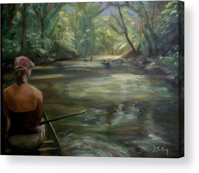 Canoe Acrylic Print featuring the painting Paddle Break by Donna Tuten