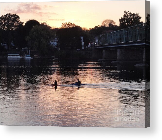 Boats Acrylic Print featuring the photograph Paddling for Home by Christopher Plummer