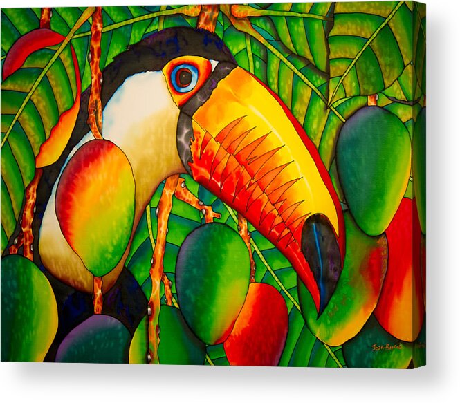 Mango Fruit Acrylic Print featuring the painting Paradise Toucan by Daniel Jean-Baptiste