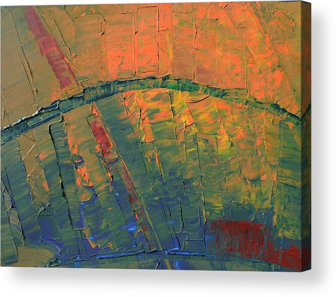Abstract Painting Acrylic Print featuring the painting Patches of Red by Linda Bailey