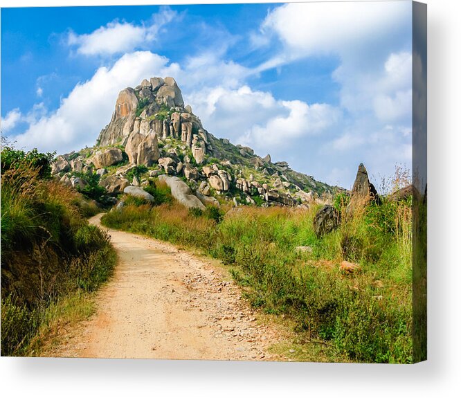 Landscape Acrylic Print featuring the photograph Path into the Hills by Nila Newsom