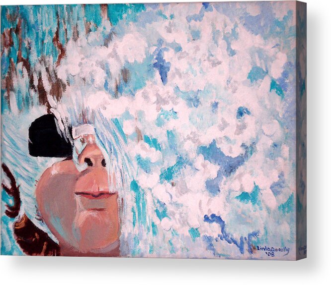 Swimming Acrylic Print featuring the painting Peeking by Linda Queally