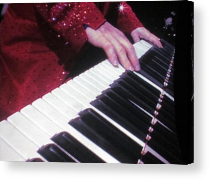 Elton Acrylic Print featuring the photograph Piano Man at work by Aaron Martens