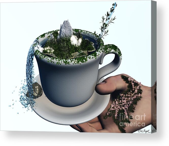 Surreal Print Acrylic Print featuring the digital art Piece of Nature Cup by Eric Nagel