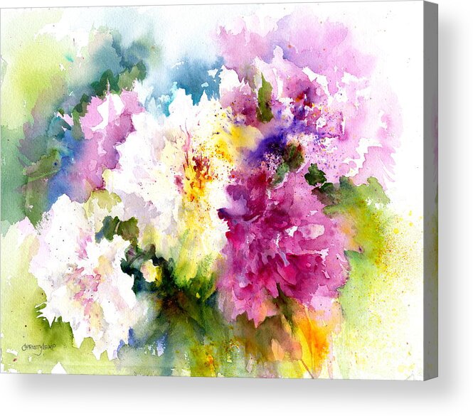 Peonies Acrylic Print featuring the painting Pink and White Peonies by Christy Lemp