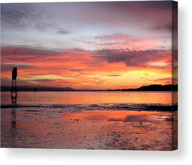 Fishing Dock Acrylic Print featuring the photograph Pink Reflections by Suzy Piatt