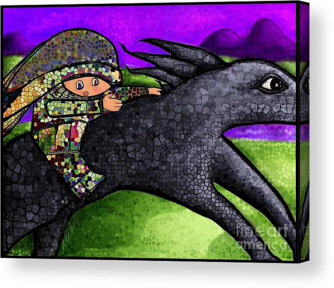 Fantasy Acrylic Print featuring the digital art Pixel's Wild Ride by Mary Eichert