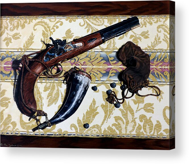 Still Life Acrylic Print featuring the painting Plains Pistol by Linda Becker