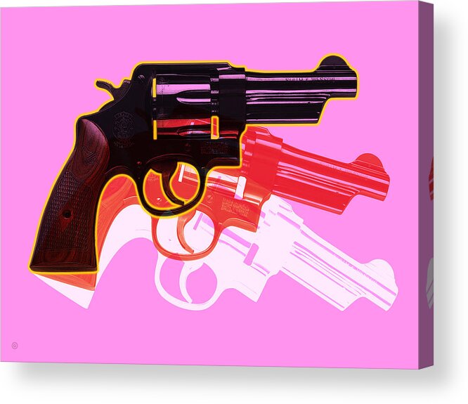 Digital Acrylic Print featuring the digital art POP Handgun by Gary Grayson