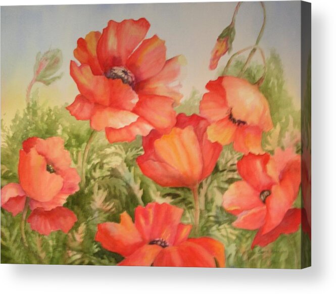Poppies Acrylic Print featuring the painting Poppies by Barbara Parisien