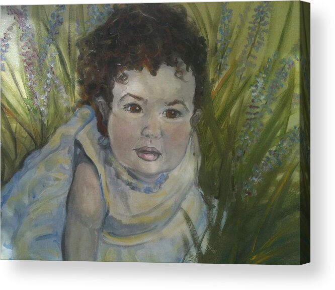 Child Portrait Acrylic Print featuring the painting Portrait of Alexandra Rose by Alexandria Weaselwise Busen
