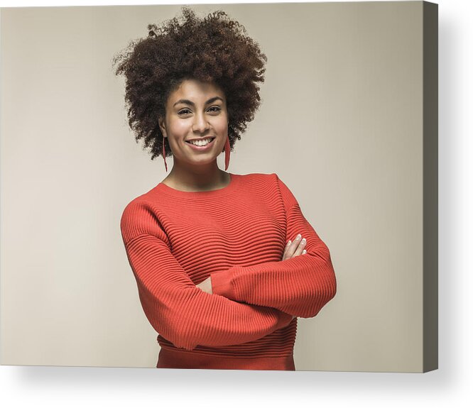 Sweater Acrylic Print featuring the photograph Portrait of young black female by Colin Hawkins