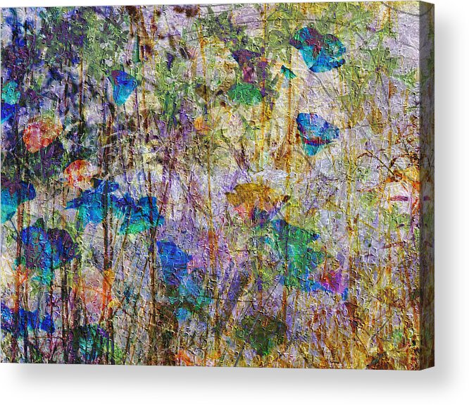 Posies In The Grass Acrylic Print featuring the mixed media Posies in the Grass by Kiki Art