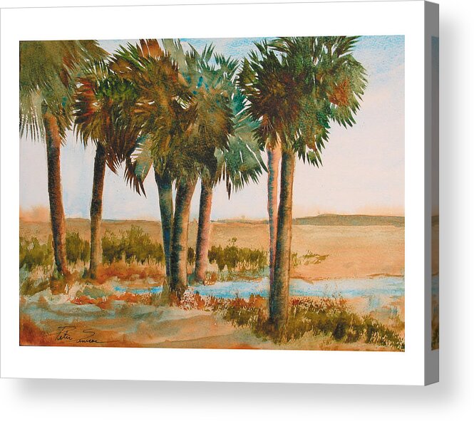 Prarie Acrylic Print featuring the painting Prarie Palms II by Peter Senesac