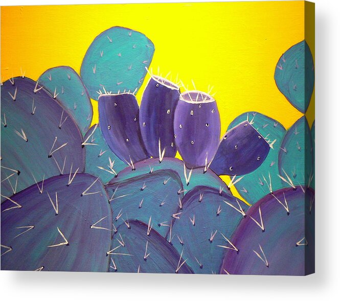 Southwestern Acrylic Print featuring the painting Prickly Pear with Fruit by Karyn Robinson