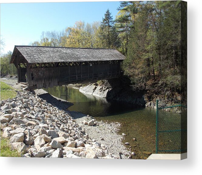 Greenfield Acrylic Print featuring the photograph Pumping Station Covered Bridge by Catherine Gagne