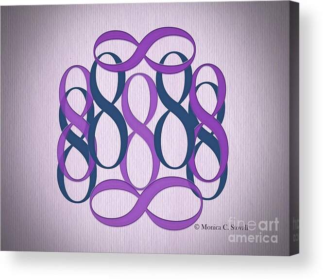 Purple And Teal 8's Design Acrylic Print featuring the digital art Purple and Teal 8's by Monica C Stovall