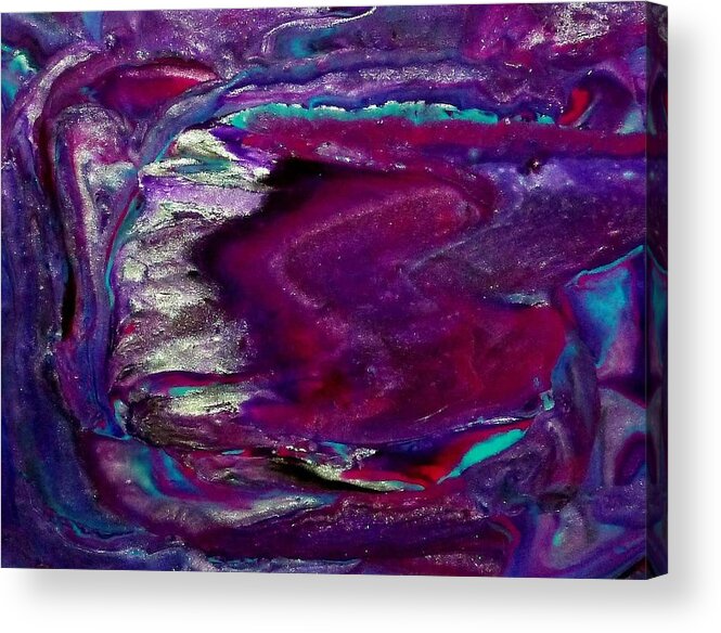 Abstract Acrylic Print featuring the mixed media Purple Craze by Deborah Stanley