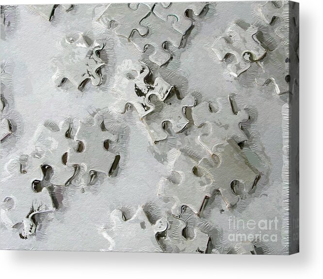 Puzzle Acrylic Print featuring the digital art Putting Puzzle Pieces Together by Heidi Smith
