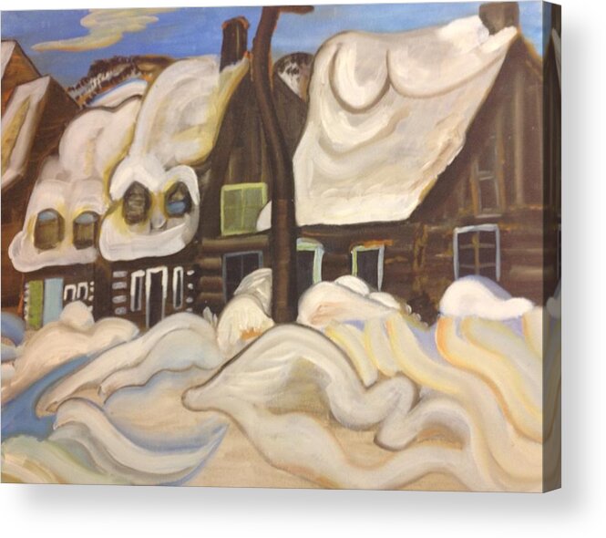 Abstract Winter Acrylic Print featuring the painting Quebec in Winter by Heather Lovat-Fraser