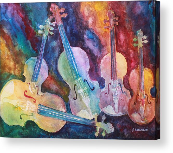 Violin Acrylic Print featuring the painting Quintet in Color by Jenny Armitage